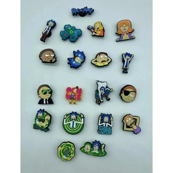 Rick &‎ Morty Shoe Charms 19 Pieces PVC Rubber Water Resistant Charms - Picture 1 of 2